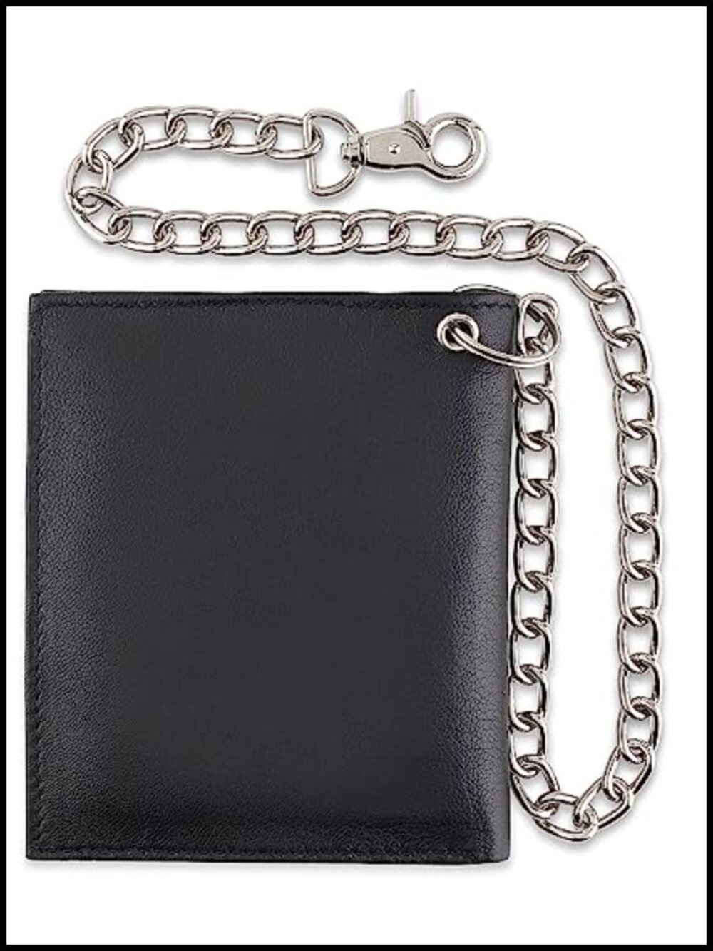 Men's RFID Blocking Leather Chain Wallet with Key Ring, Bi-Fold Large Capacity